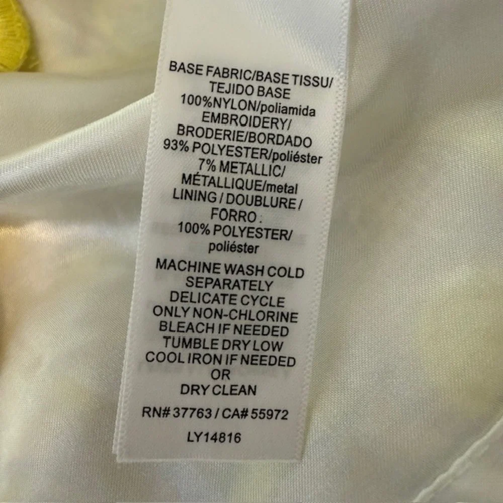 NWT Laundry by Shelli Segal Sunray Dress Floral Embroidery Yellow Taupe White 8‎